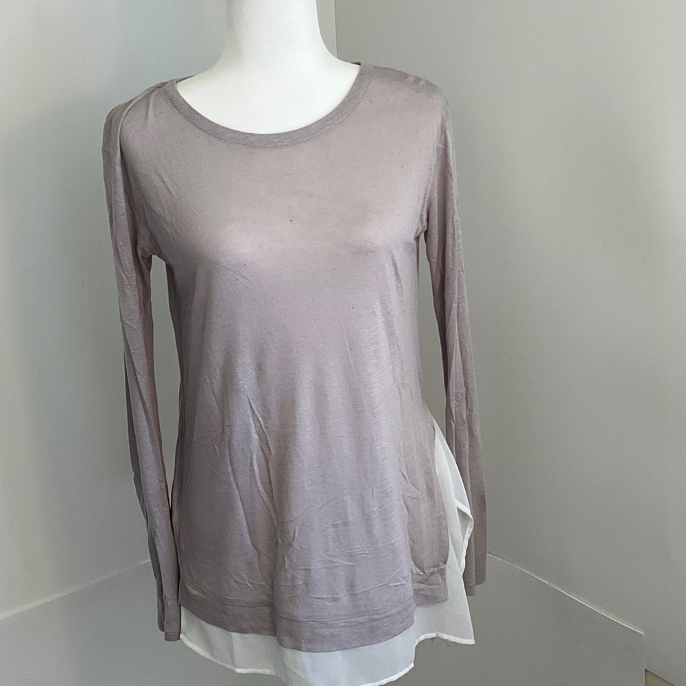 All Saints Women's Long Sleeve Top - Taupe and White